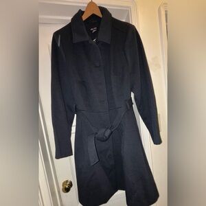 City Chic Navy Textured Coat